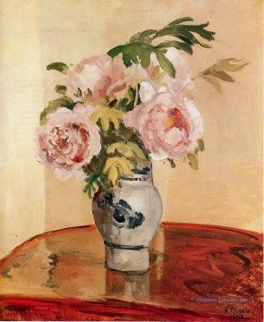 pivoines roses 1873 Camille Pissarro Peinture à l'huile